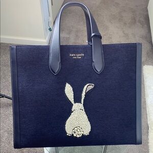Kate Spade Black Tote Bag with Rabbit Design